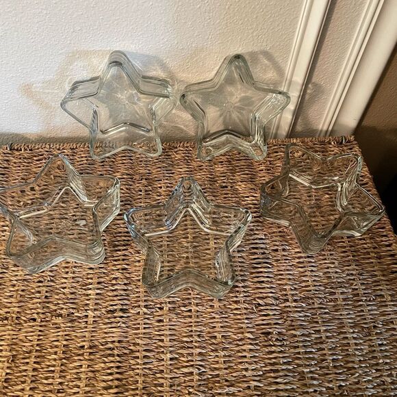 Libbey Glass Star Bowls Candle Holders Trinket Bowls set of 5 - Picture 13 of 14